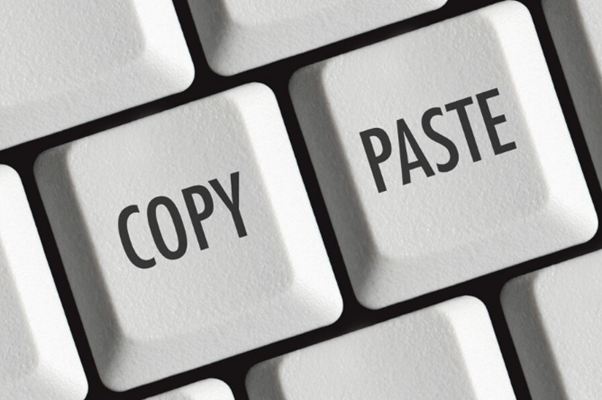 Keyboard keys: "COPY" and "PASTE".