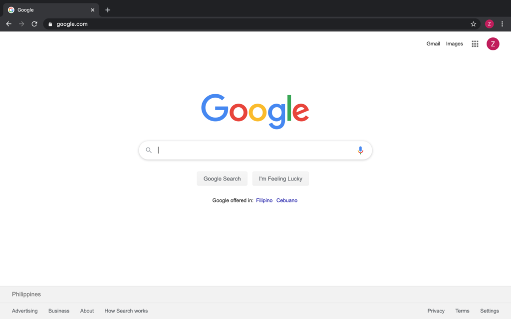 Page after entering google.com.