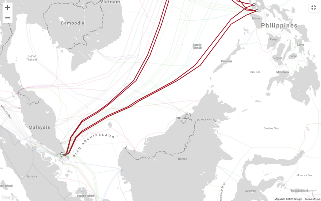 The Internet Backbone in the Philippines and Singapore.