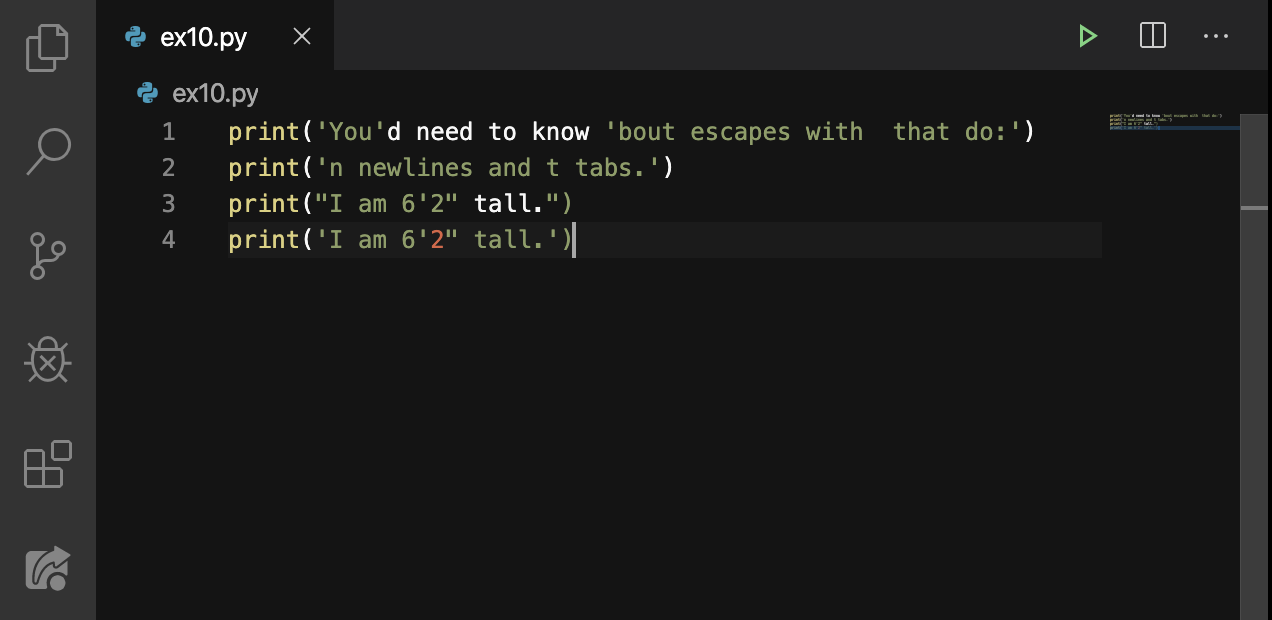 Escape sequence Python.