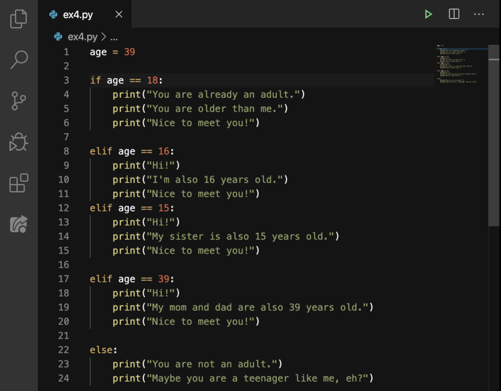 matlab if else does not equal sign