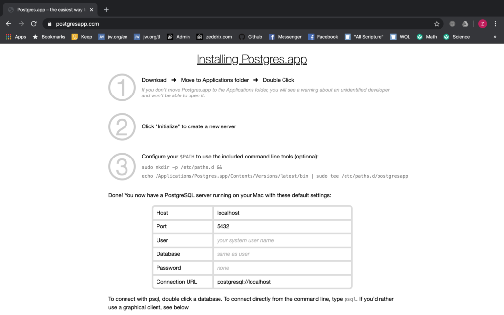 postgres.app and postico